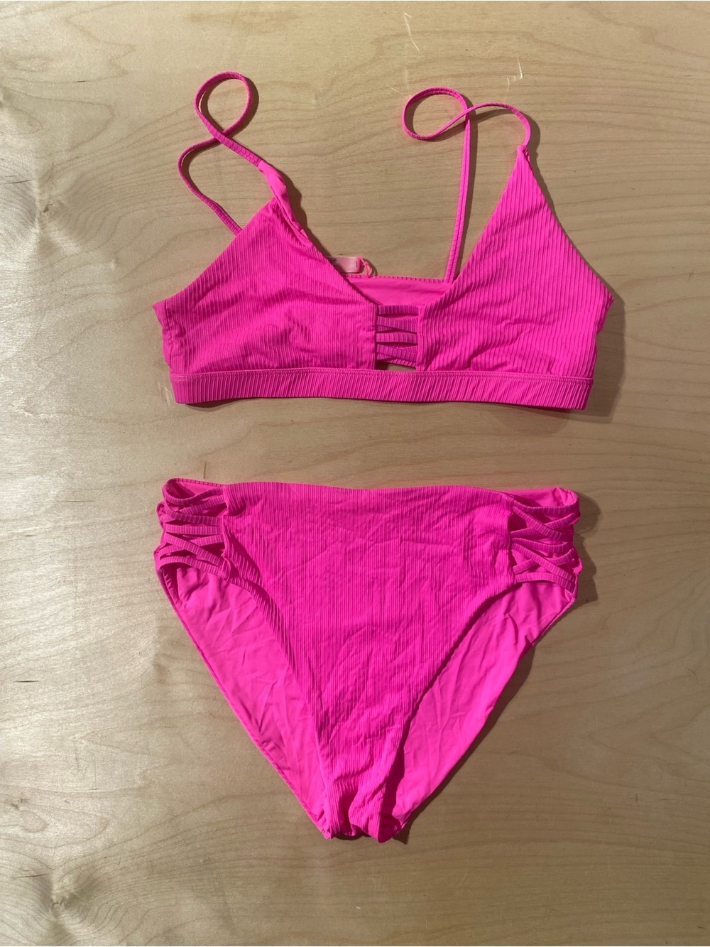 YMI Neon Pink Ribbed Bikini XL (RG)